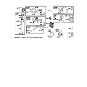 Oil Filter And Pump Adapter Diagram and Parts List for 422700TO422799  Briggs and Stratton Engine